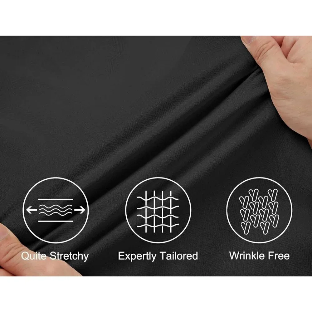 🆕Men's Black Long Sleeve Button Down Shirt Wrinkle Free Untucked Casual Shirts